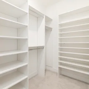 Walk-in closet with biilt-in storage options