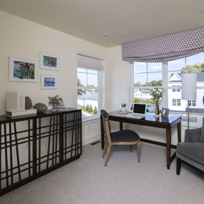 The Hamilton model office featuring two windows and wall to wall carpet at Reserve at Chalfont in Bucks County