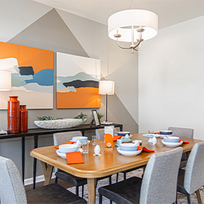 Jordan dining room space with hardwood style flooring and views of the outside deck with seating