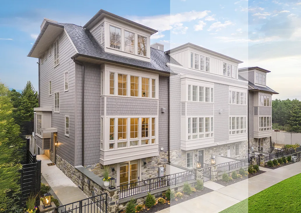 Living room of the Shawnee townhome at The Enclave at Chestnut Hill