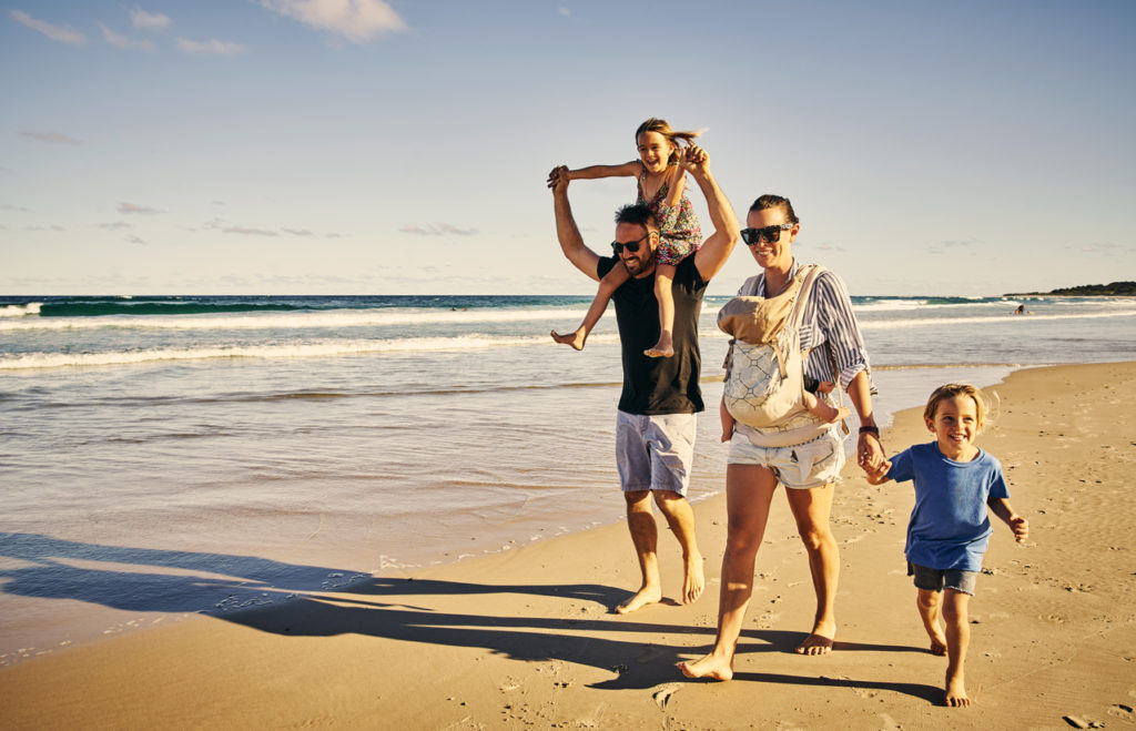 family at the beach