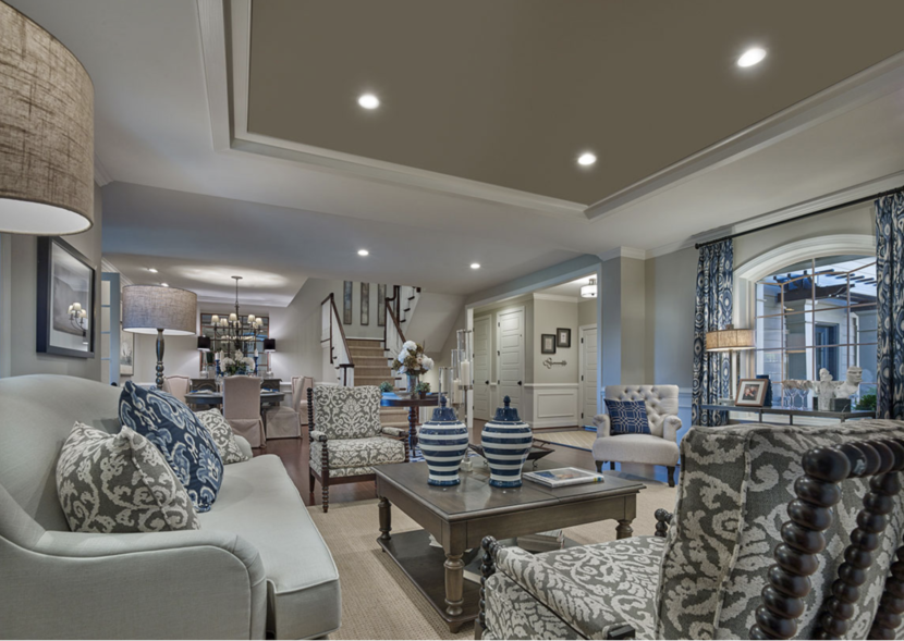 Interior living room of Wissahickon model home at The Reserve at Creekside