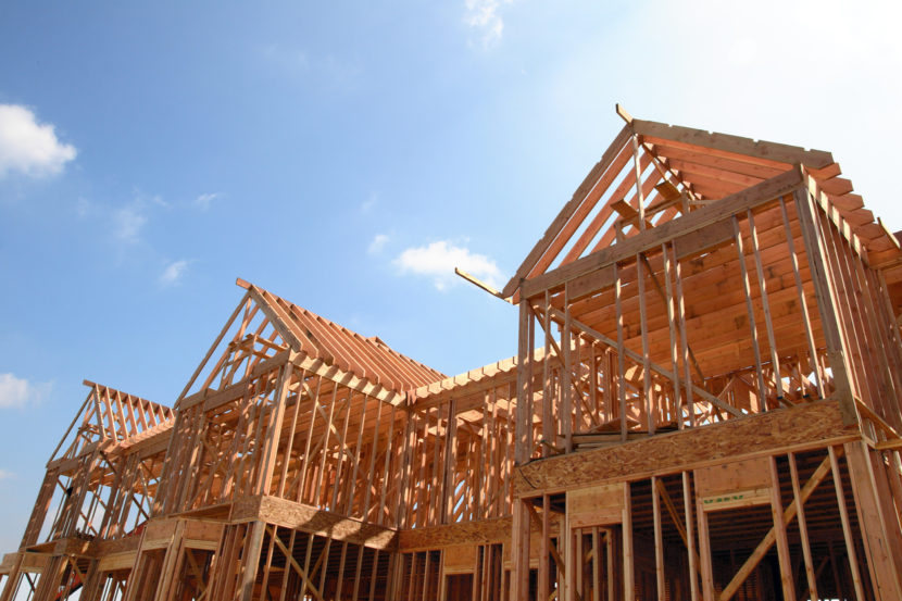 Wood frame of a new construction home