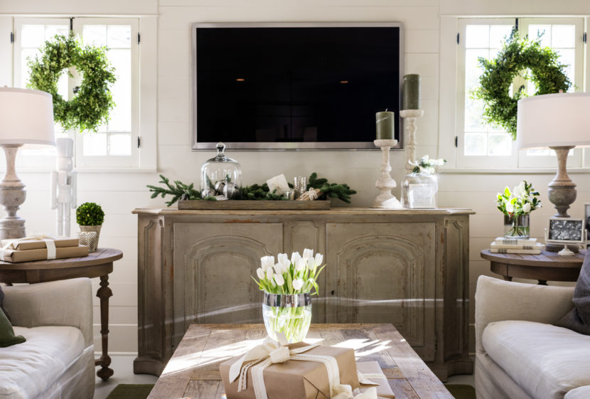 Modern home interior design with flowers