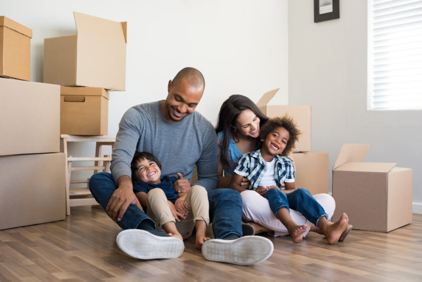 Family moving into a new home